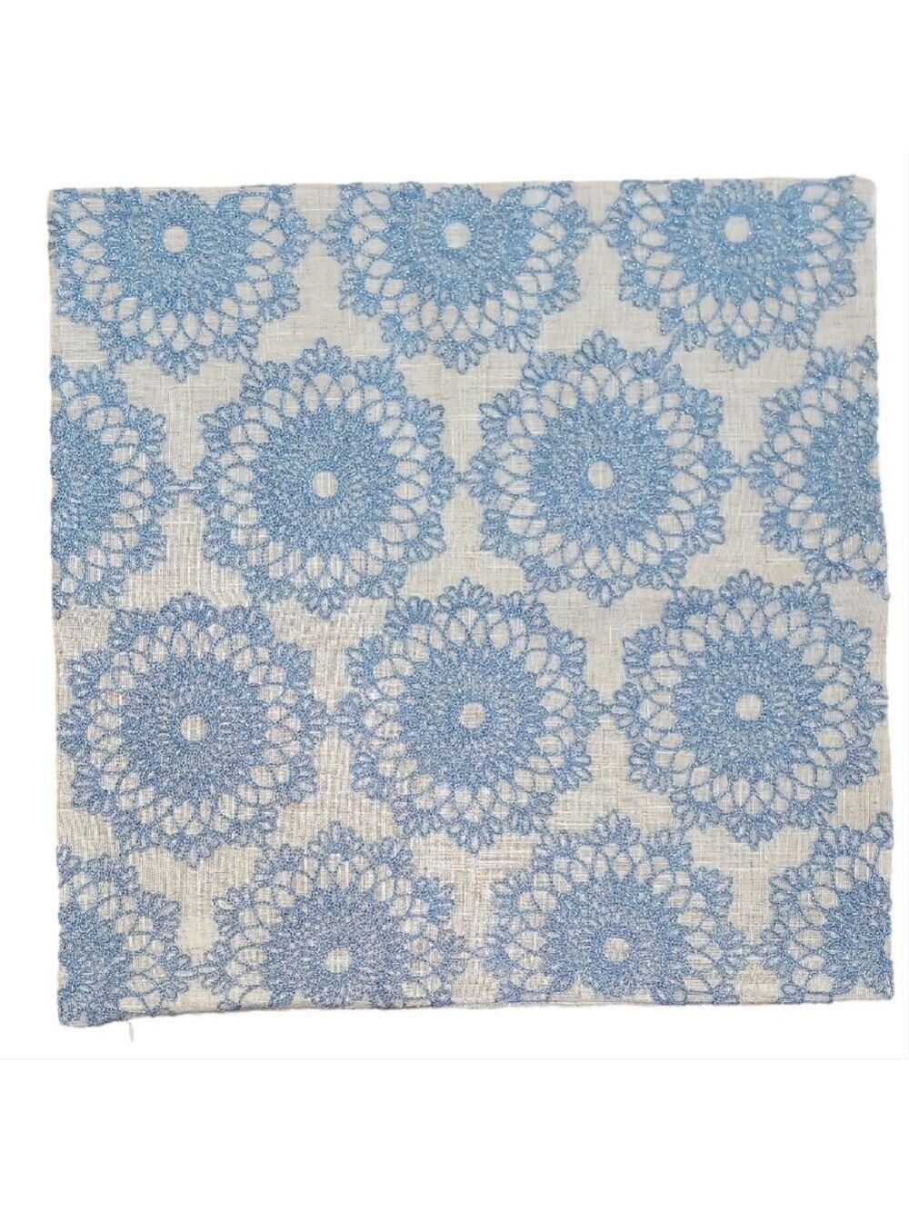 Elegant Blue Crochet Lace 18x18 Pillow Cover NIP
